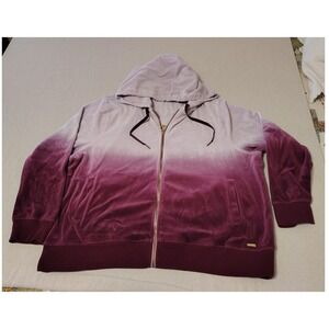 Calvin Klein Velour Ombre Zip Up Hoodie Jacket Women's Size 2X Y2K